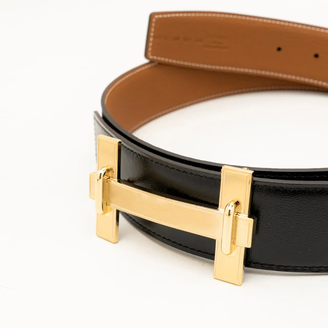 Hermes Box Calf Togo Hd\'ancre Reversible 38 Belt Black Gold 90 Hermes Box Togo 32mm H Belt 75 30 Black Gold 1794532  main image 2