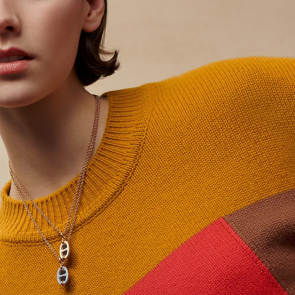 Mini Maillon Pendant Necklace PM Black Rghw