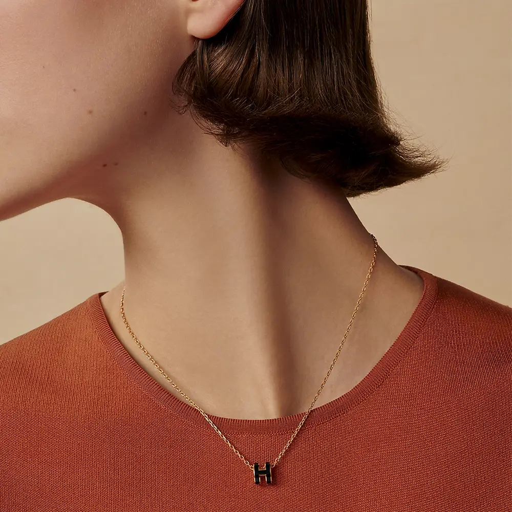 Hermès Mini Pop H Necklace Black Rghw –