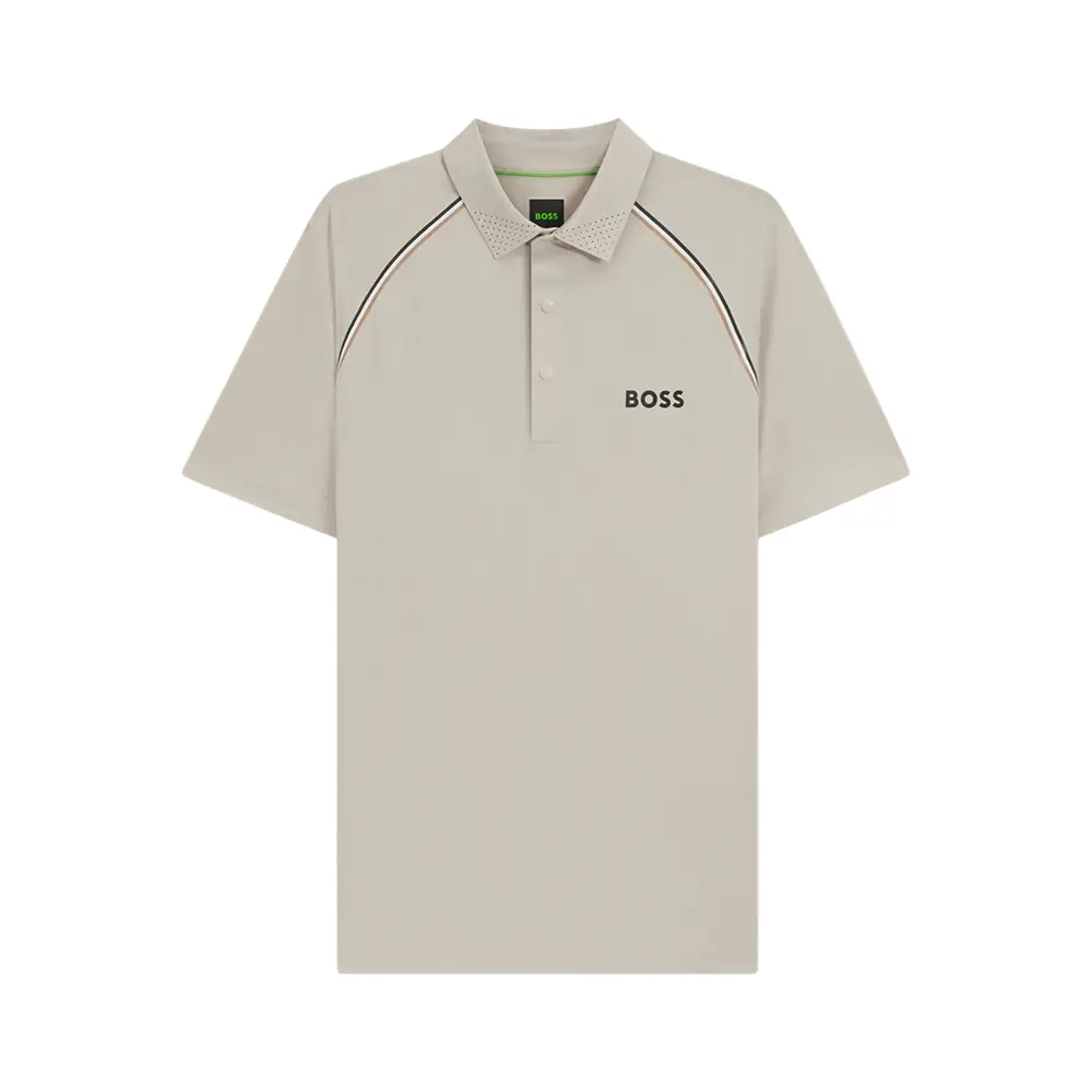 Hugo Boss Pariq Desert Active Polo Shirt Open Beige –