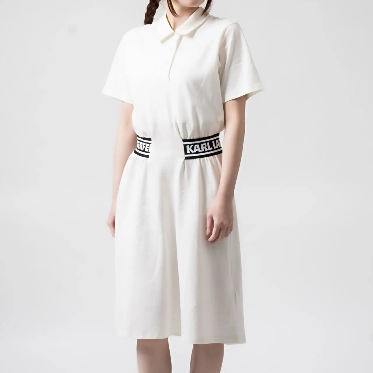 Karl Lagerfeld Logo Tape Polo Dress Off White voil.id Karl Lagerfeld Logo Tape Polo Dress Off White voil.id
