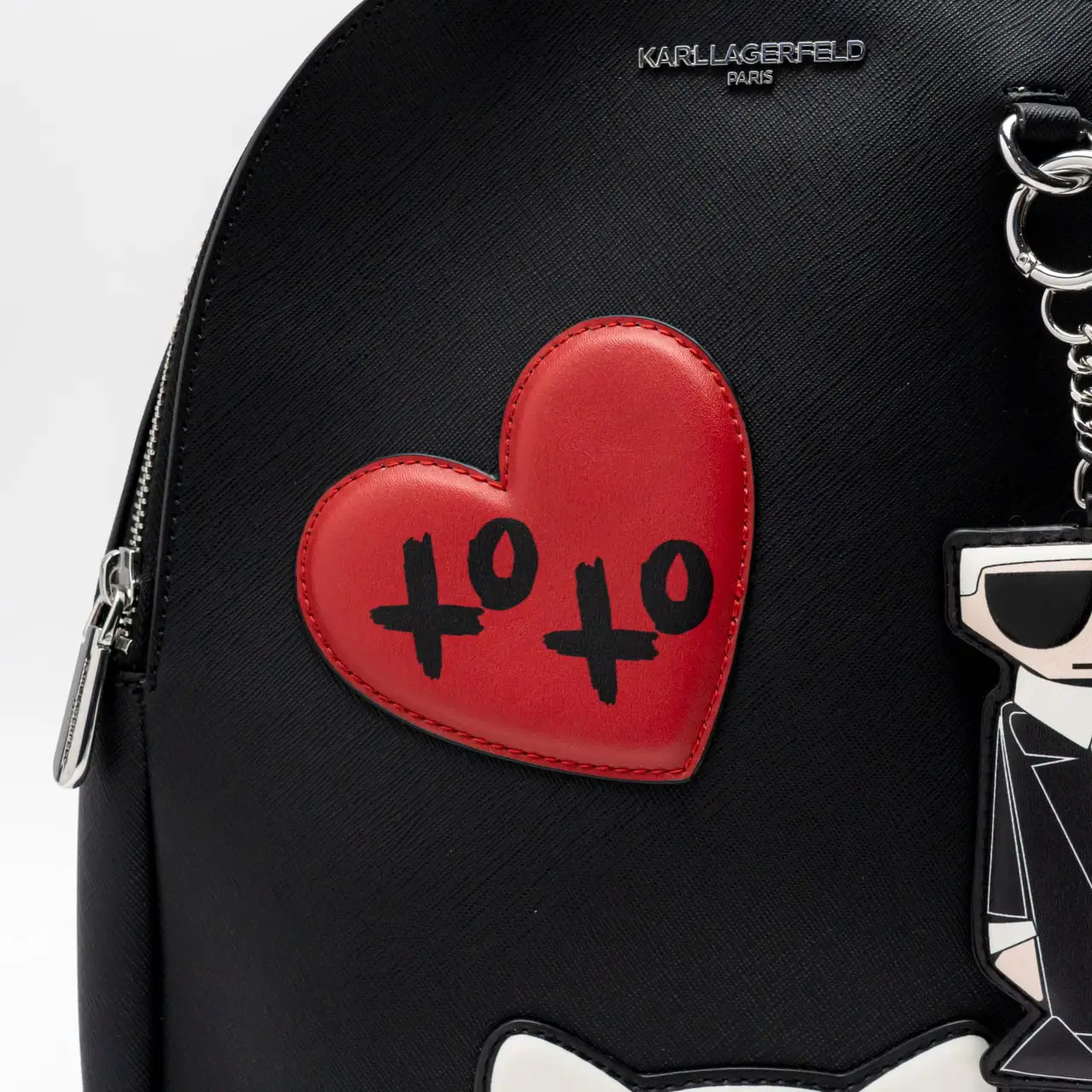 Karl Lagerfeld NWT Adele Patch backpack with a removable Karl keychain Karl Lagerfeld Paris Adele Patch Backpack Black/Combo – voilà.id main image 3