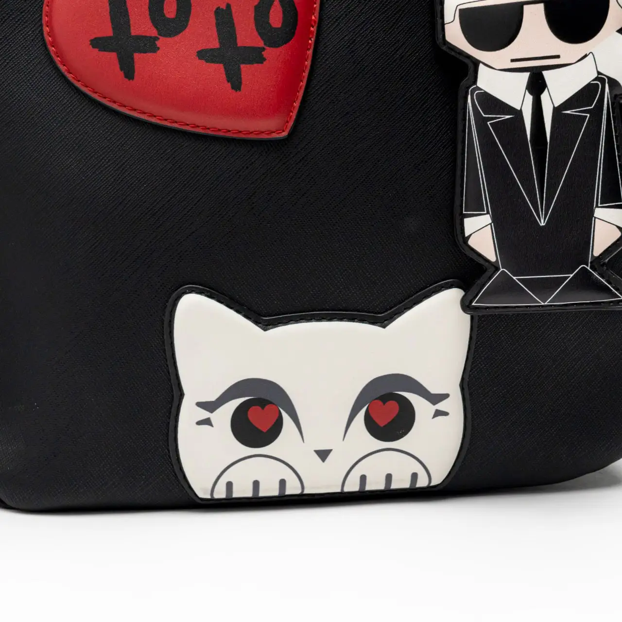 Karl Lagerfeld NWT Adele Patch backpack with a removable Karl keychain Karl Lagerfeld Paris Adele Patch Backpack Black/Combo – voilà.id main image 2