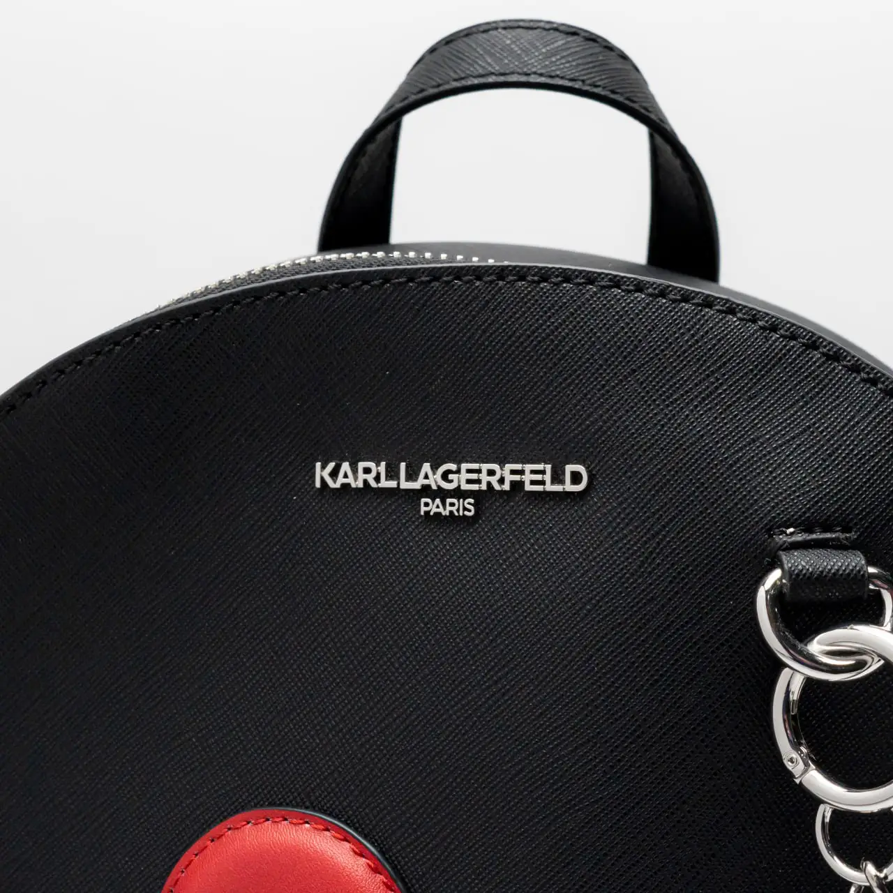 Karl Lagerfeld Paris Adele Backpack Black Pebbled Leather Logo Straps Karl Lagerfeld Paris Adele Patch Backpack Black/Combo – voilà.id main image 2