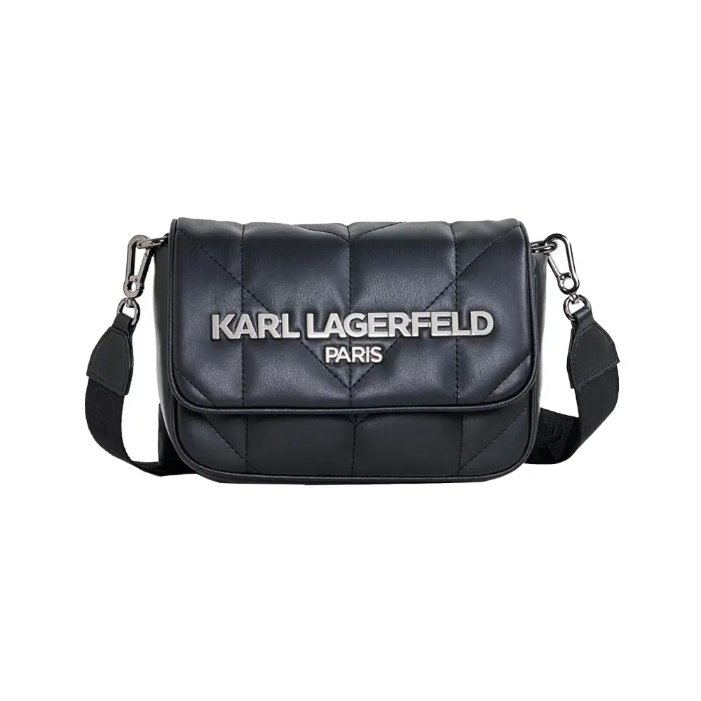 Voyage Logo Leather Crossbody Bag Black