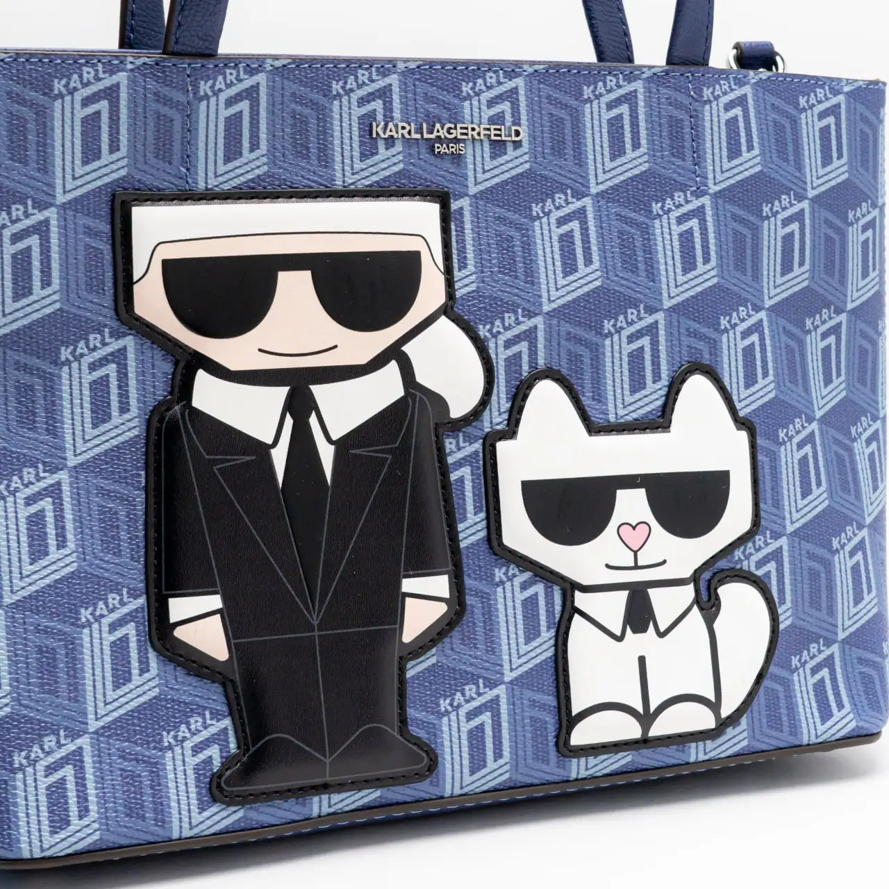 Top Triangle Karl Lagerfeld Monogram Blue - Donna, Riciclato Poliammide/Elastan, Chiusura A Laccio - Foto 6