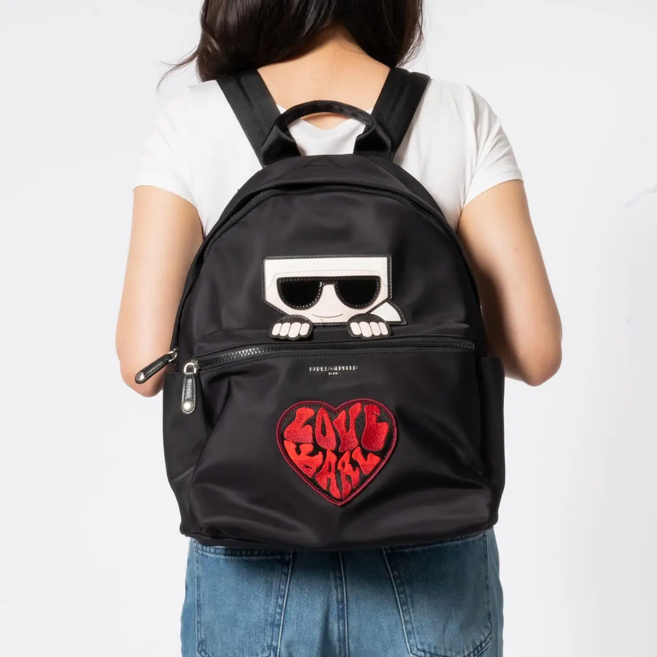 Karl Lagerfeld Paris Amour Signature Patch Backpack Black 