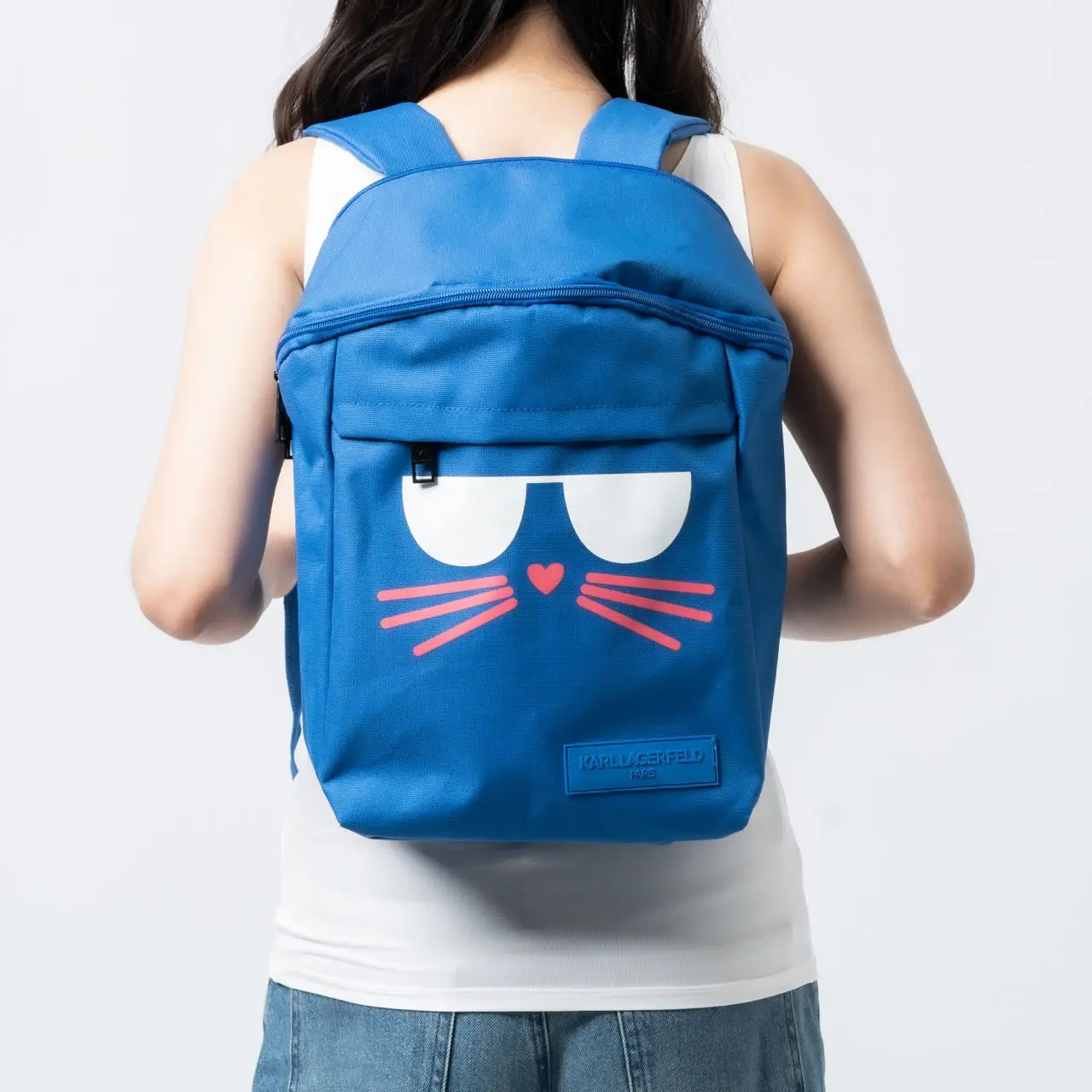 Backpack New Karl Lagerfeld Paris backpack signature kitty bag women Karl Lagerfeld Paris Cat-Logo Textile Backpack on SALE  main image 4