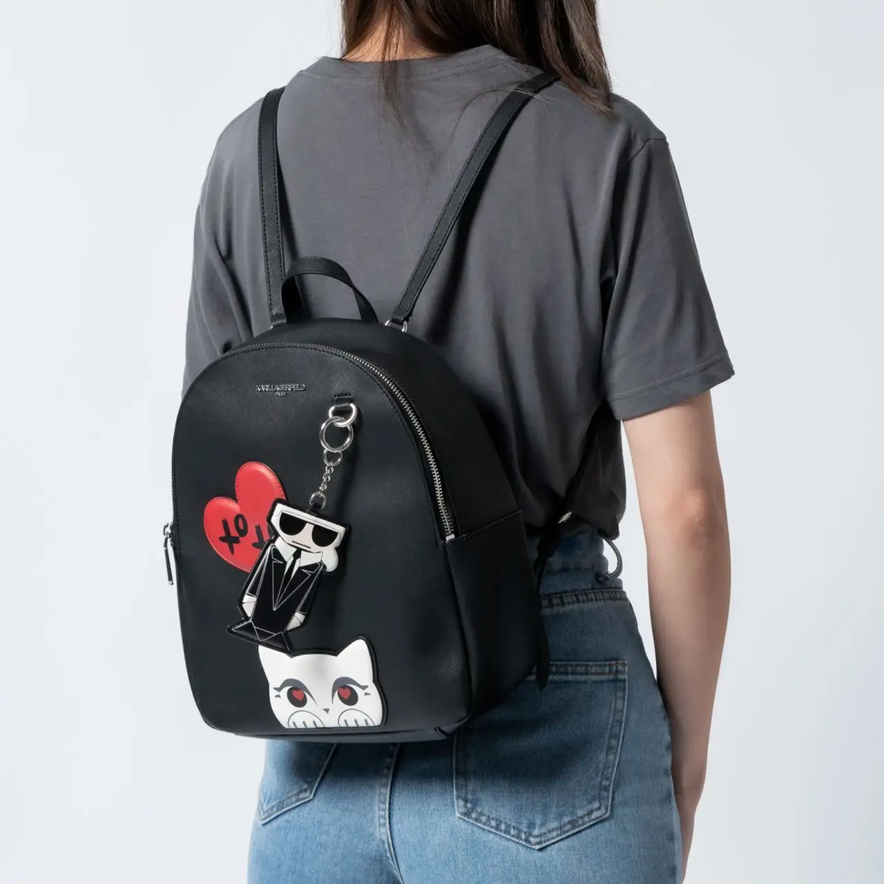 Karl Lagerfeld Backpack Paris Adele Karl Lagerfeld Paris Adele Patch Backpack Black/Combo – voilà.id main image 4