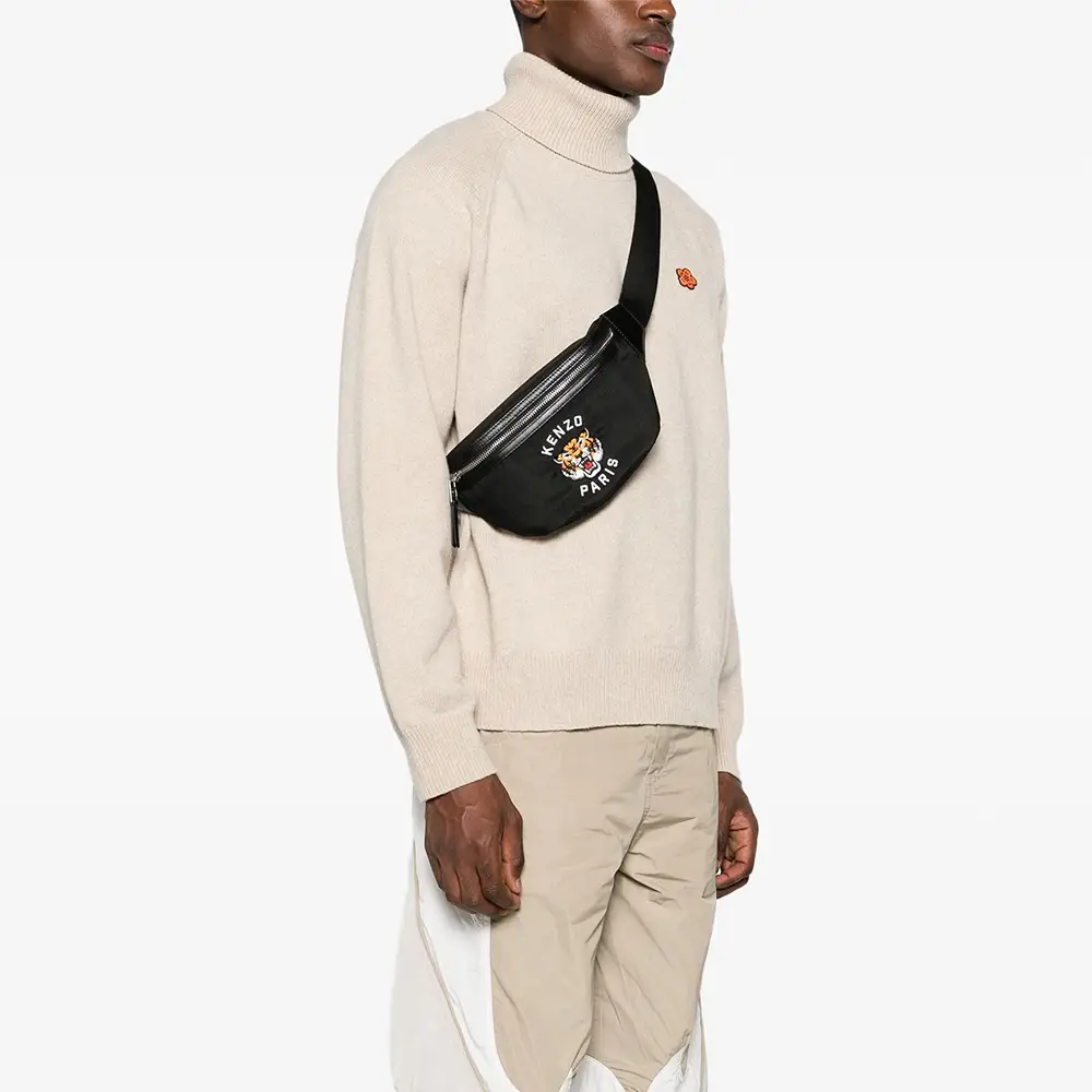 Kenzo Varsity Logo Embroidered Belt Bag Black –