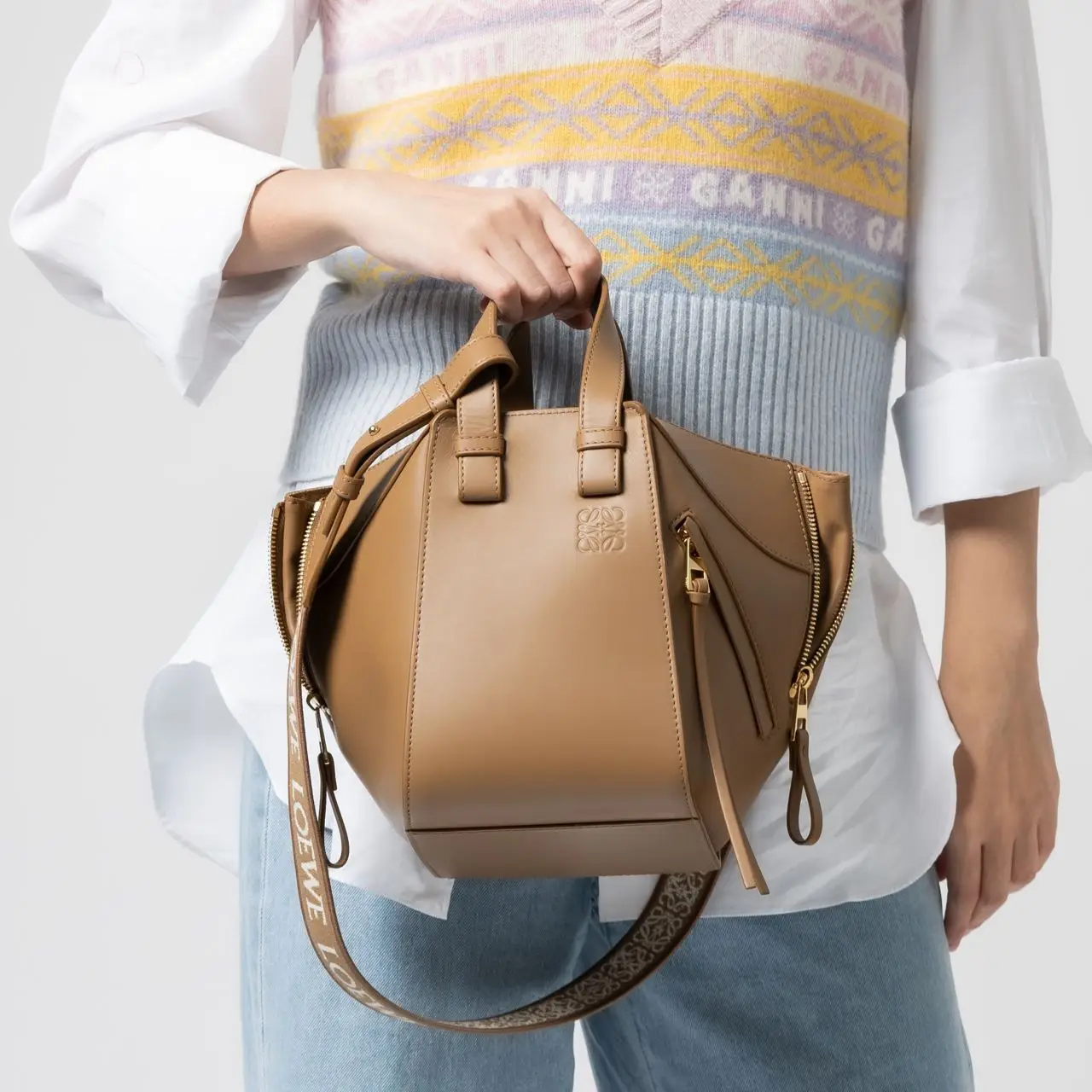 Loewe Hammock Compact Satin Calfskin Bag Oak – voilà.id