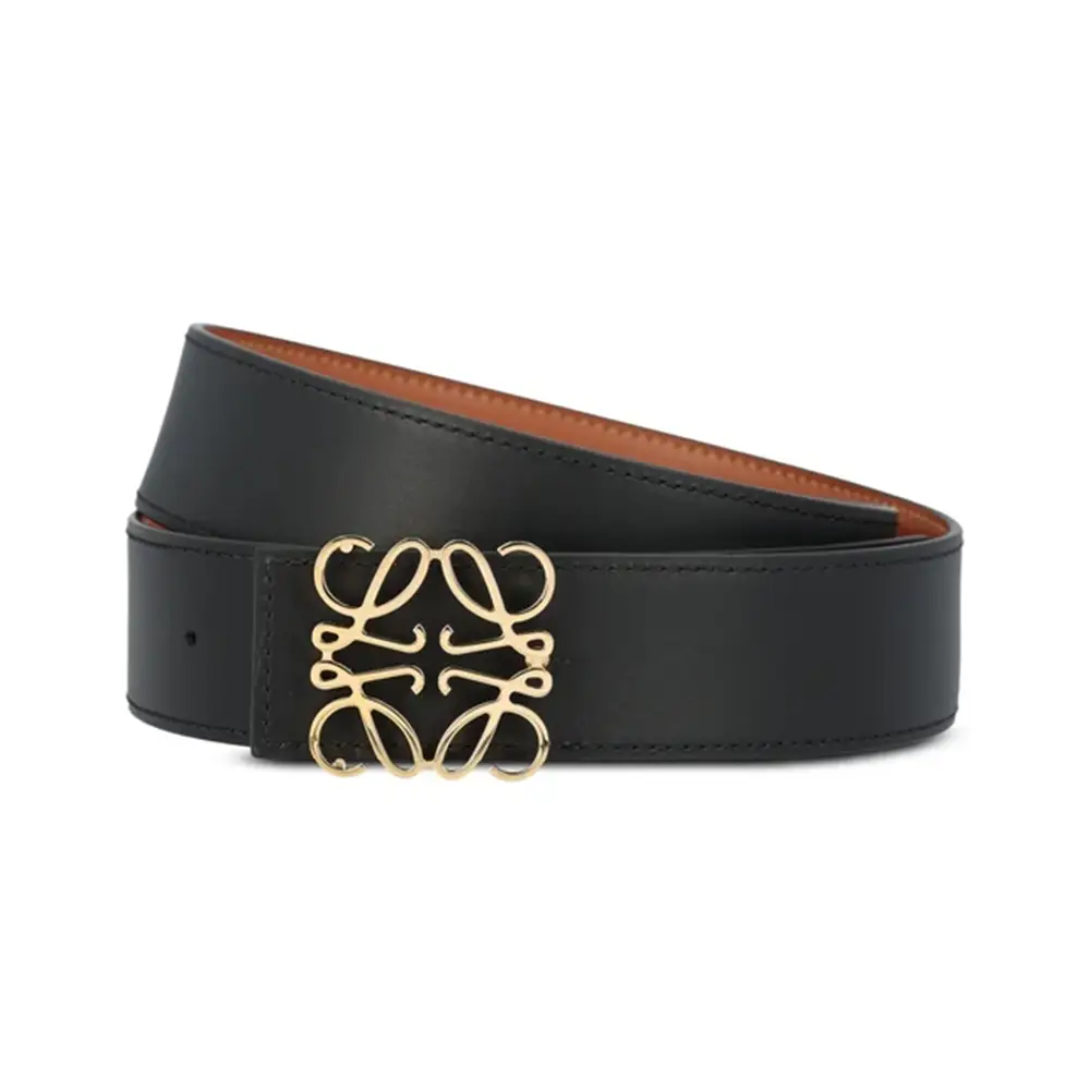 Loewe Anagram Smooth Calfskin Brass Belt Black Reversible Anagram belt in smooth calfskin Black - LOEWE USA  main image 3