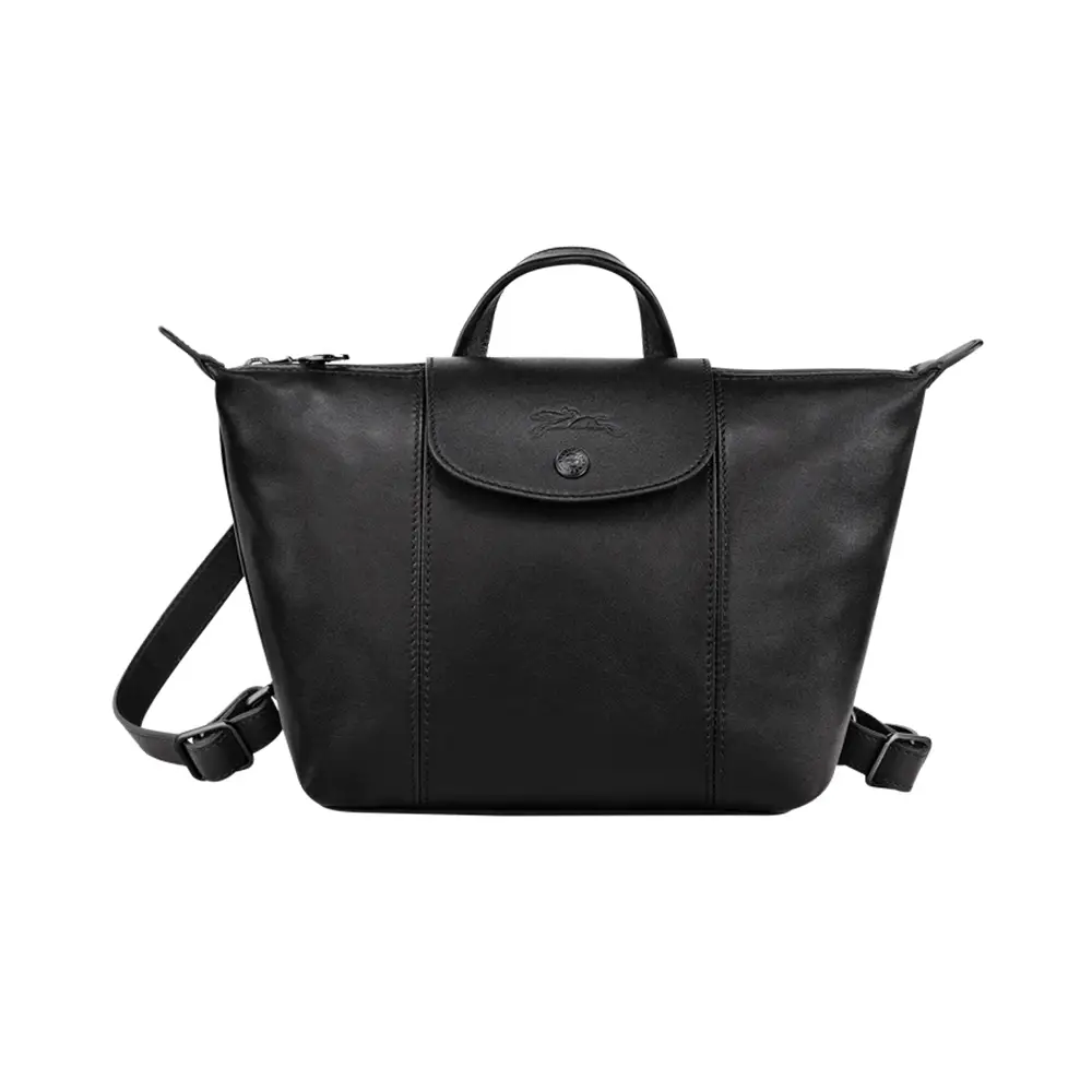 Longchamp Le Pliage Cuir Leather Backpack Black – voilà.id