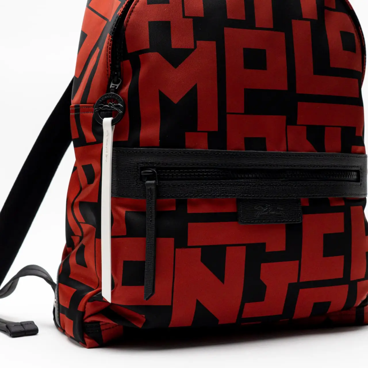 Longchamp Bold Red and Black Logo Backpack Longchamp Le Pliage LGP Convertible Nylon Satchel Bag Red main image 2