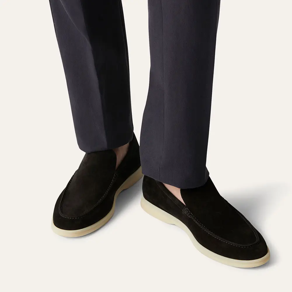 Loro Piana Summer Walk Loafers Suede Black –