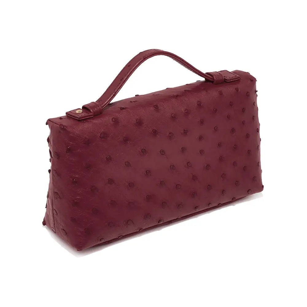 Loro Piana L19 Extra Pocket Ostrich Leather Burgundy Ghw –