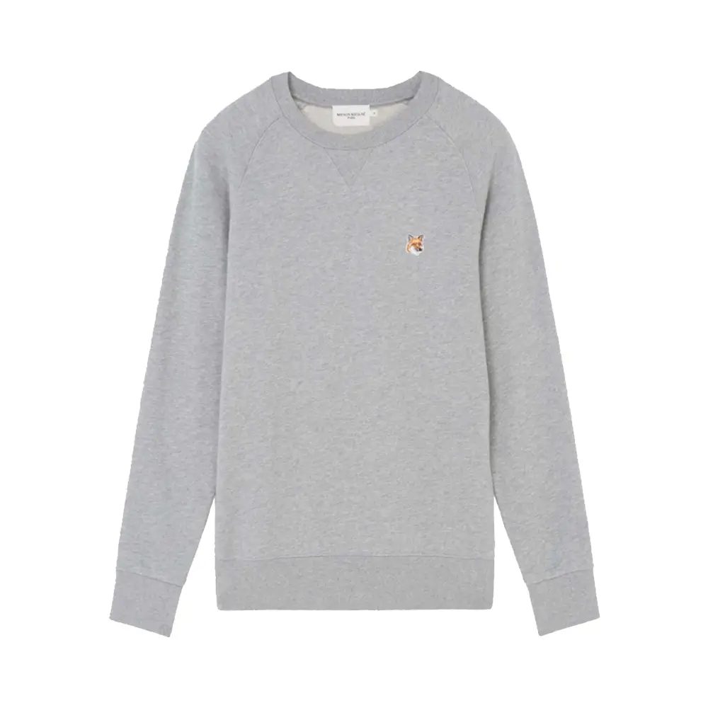 Maison Kitsunè Fox Head Logo Patch Sweatshirt Grey Melange – voilà.id