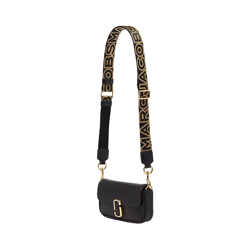 9993 The Thin Outline Logo Webbing Strap Black/gold One Marc Jacobs The Thin Outline Logo Webbing Strap Black Gold  main image 4