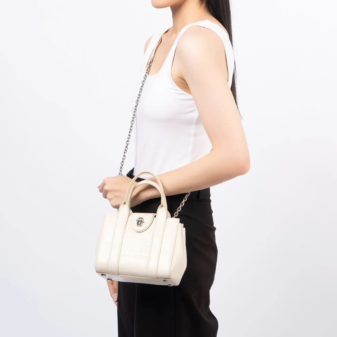 Marc Jacobs The Turnlock Crossbody Tote Bag Cloud White – voilà.id