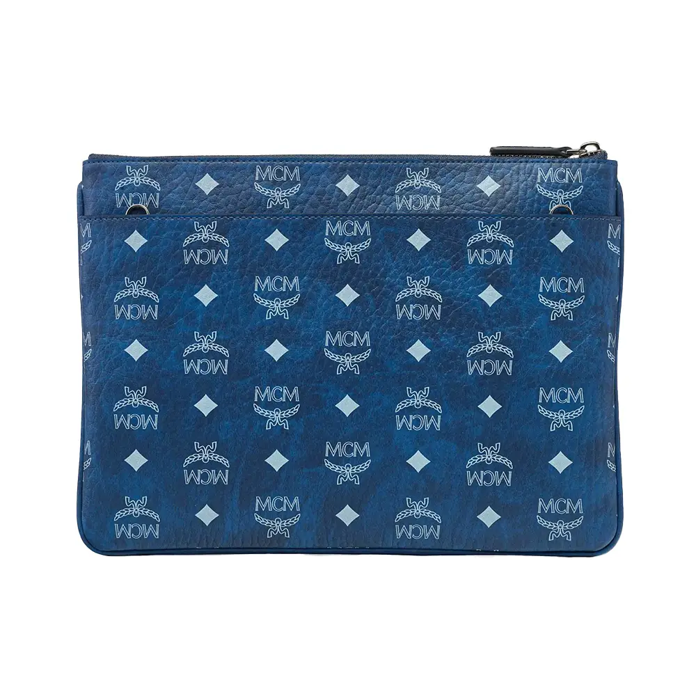 MCM Medium Visetos Original Crossbody Pouch Blue –
