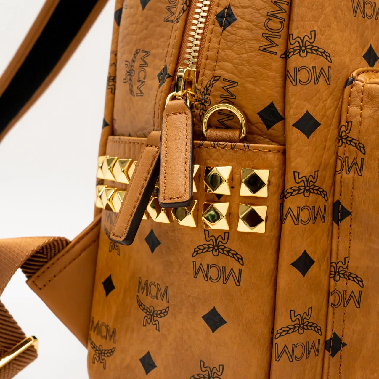 MCM Small Stark Side Studs Backpack in Visetos Cognac – voilà.id