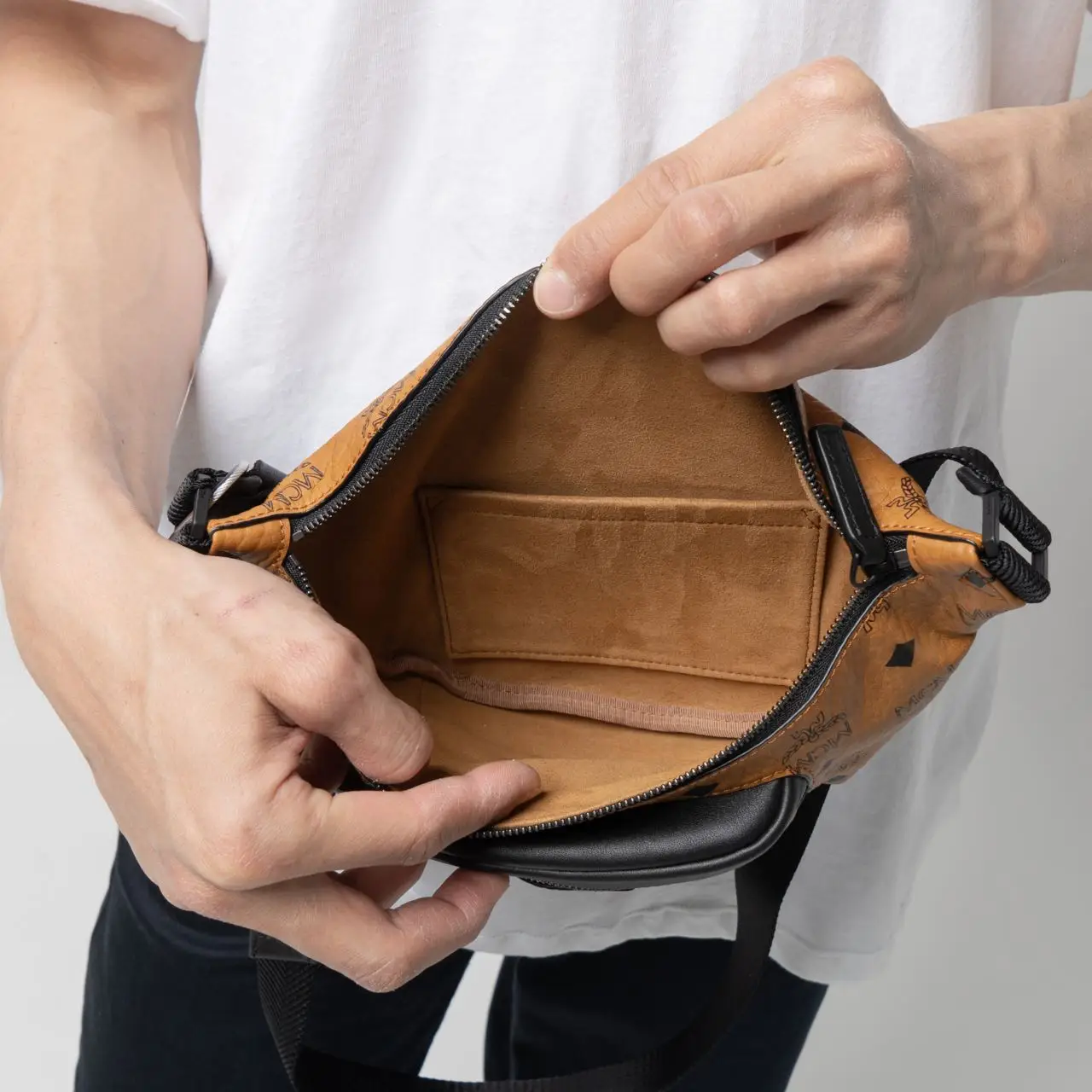 MCM Mini Fursten Belt Bag in Visetos Cognac – voilà.id