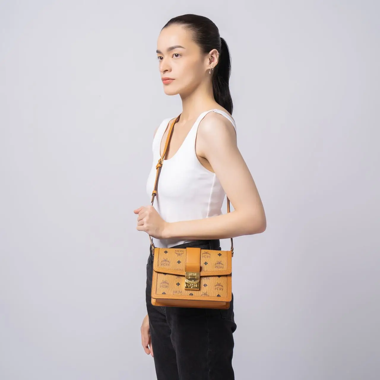 MCM Small Tracy Shoulder Bag In Visetos Cognac – voilà.id