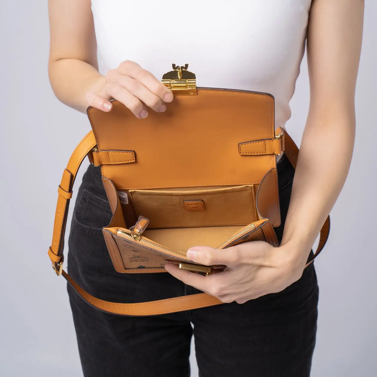 MCM Small Tracy Shoulder Bag In Visetos Cognac – voilà.id