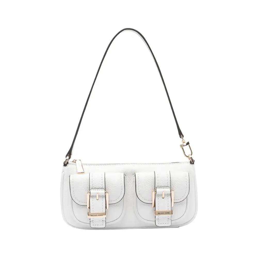 Zoe Small Pebbled Leather Pochette White
