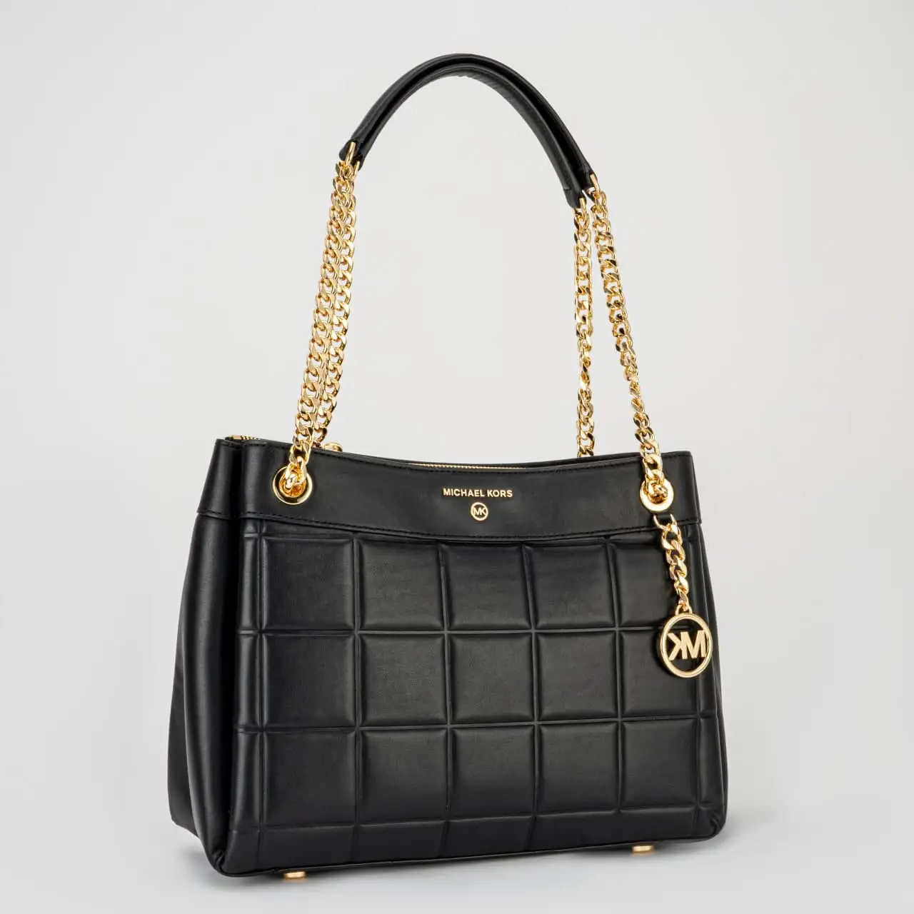Michael Kors Susan Medium Quilted Leather Shoulder Bag Black 