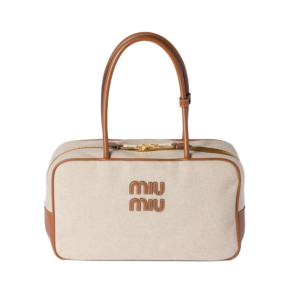 Beau Canvas and Leather Bag Beige/Brandy