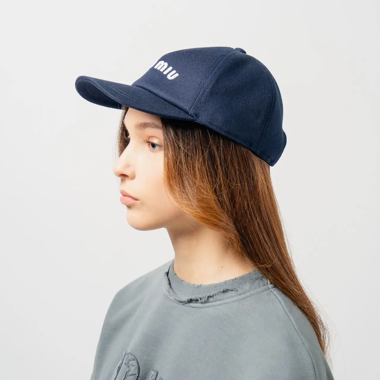 Miu Miu Drill Baseball Cap Navy White – voilà.id