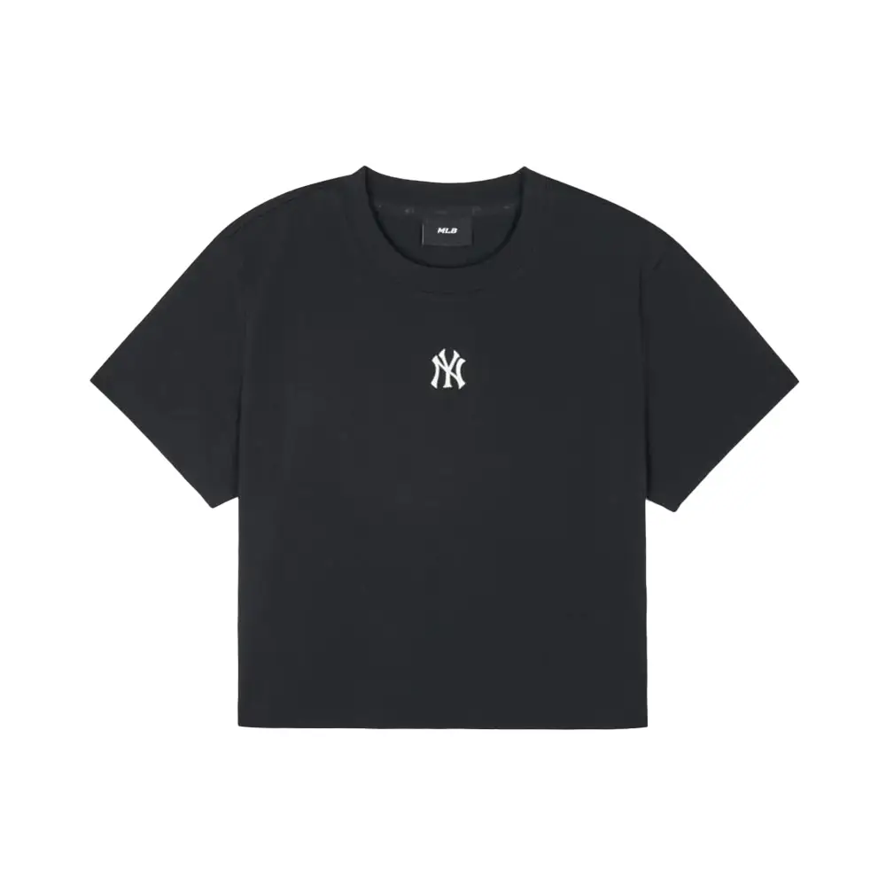 NY Yankees Basic Small Logo Crop Top T-Shirt Black
