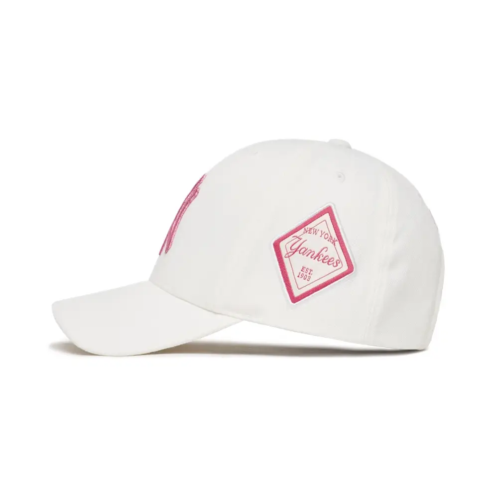 MLB White Cap with Rose Gold Embroidered NY Logo Promo Topi Mlb Ny Pink Rose Gold Yankees White Cap 100  main image 4