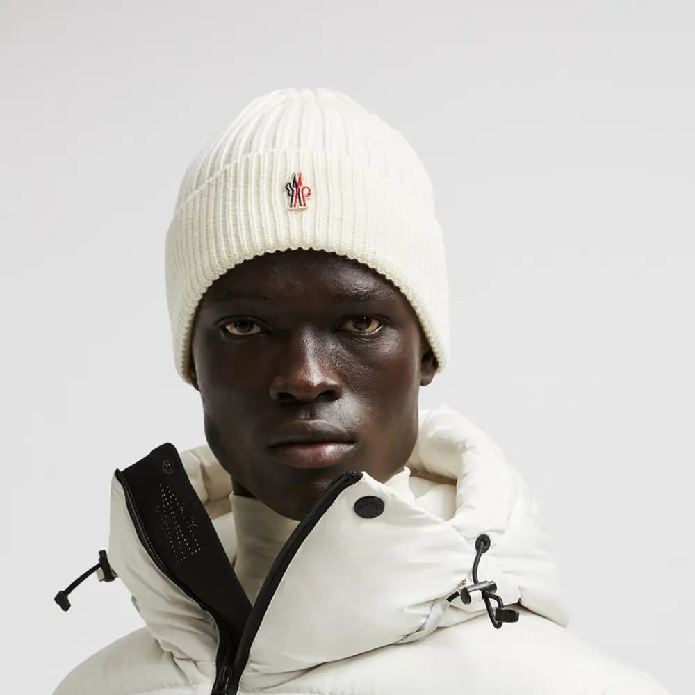 Moncler Ribbed Knit Wool Beanie White – voilà.id
