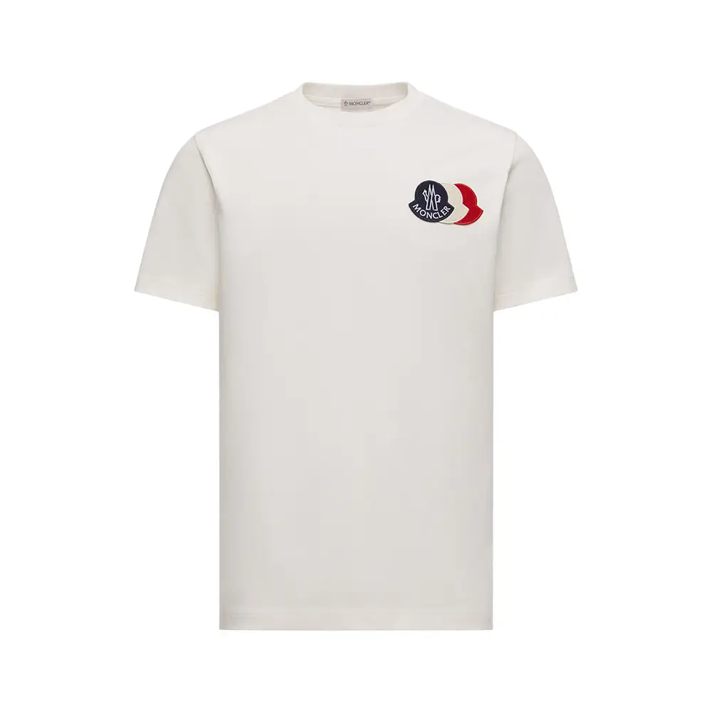 Moncler Embroidered Tricolour Logo Cotton T-Shirt White –