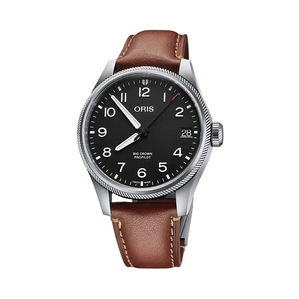 ProPilot 41 01-751-7761-4164-07-6-20-07LC Big Crown Big Date Black Dial  Brown Leather Strap