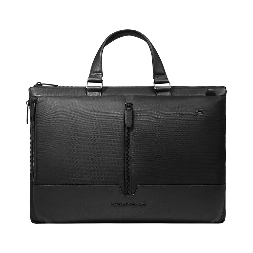 Piquadro Slim Recycled Fabric Briefcase Black –
