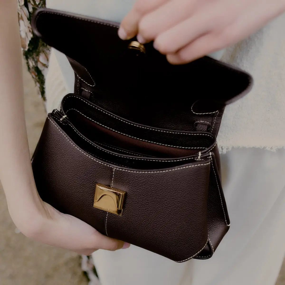 Polène Mokki Mini Grained Leather Handbag Ebony Ghw – voilà.id