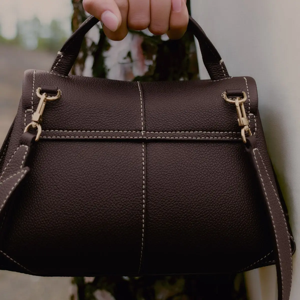 Polène Mokki Mini Grained Leather Handbag Ebony Ghw – voilà.id