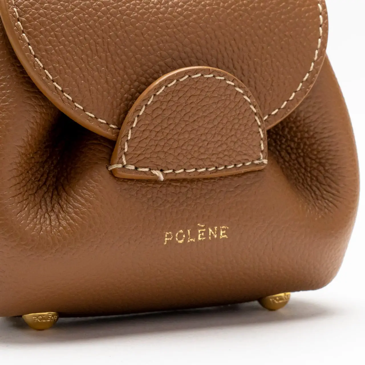 Polène Numero Uno Micro Crossbody Bag Grained Leather Camel Ghw 