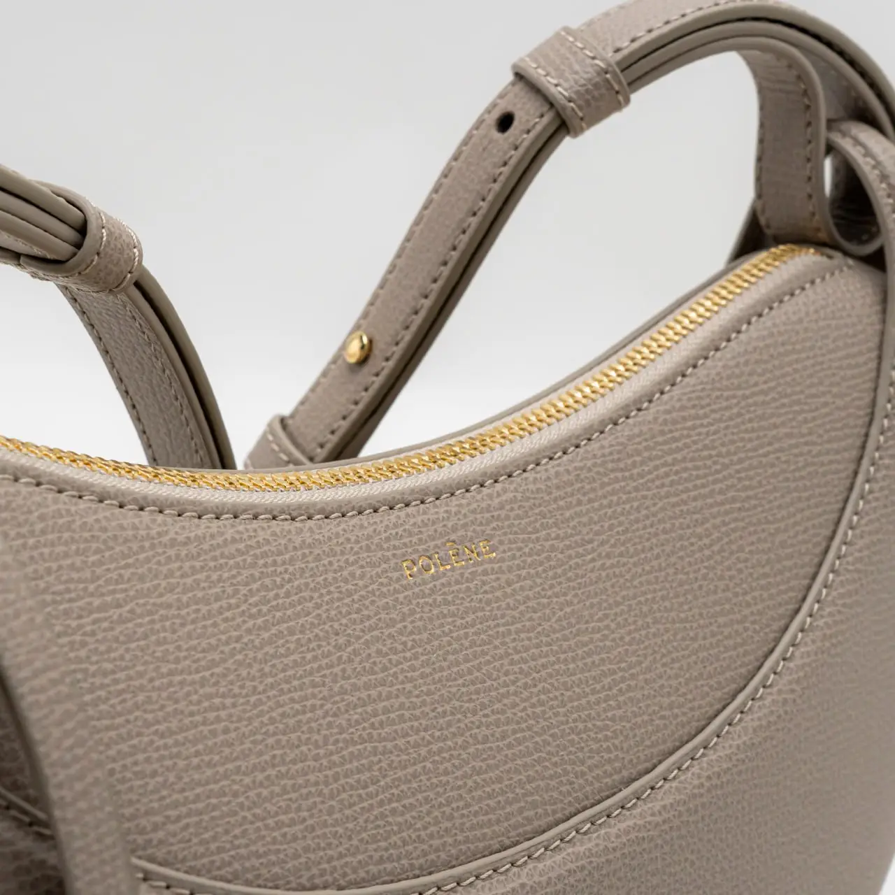 Polène Numero Dix Half Moon Crossbody Bag Grained Taupe Ghw – voilà.id