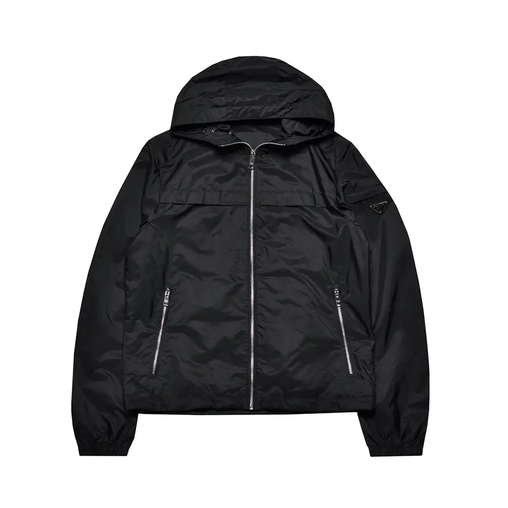 Prada Windbreaker Nylon Hoodie Jacket Black –