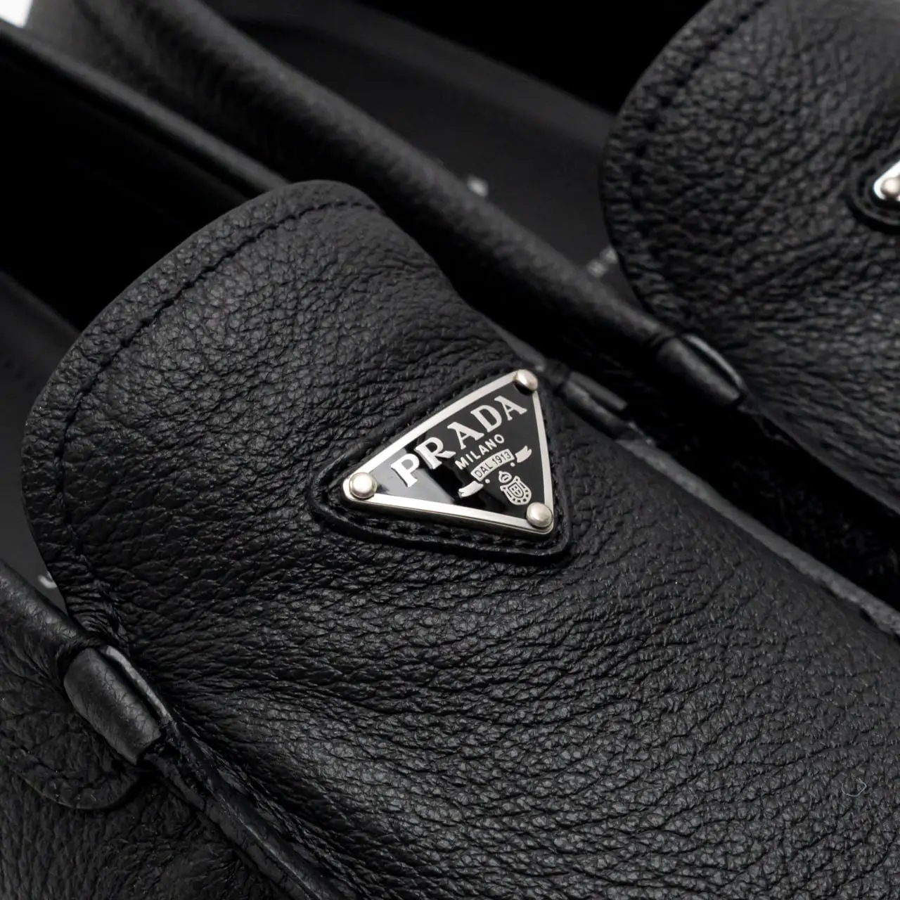 Prada Triangle Logo Loafers Leather Black – voilà.id