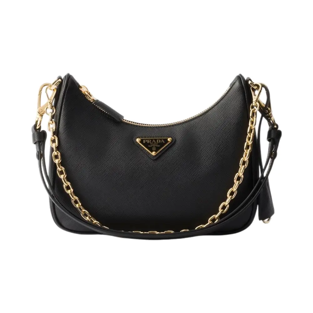 Prada Re-Edition Saffiano Chain and Leather Mini Shoulder Bag
