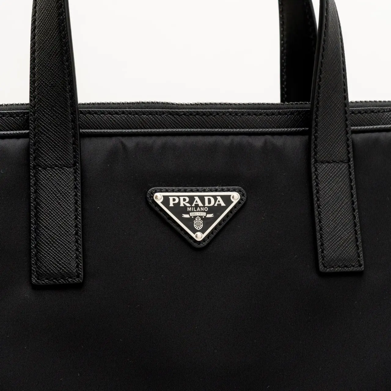 Prada Re-Nylon Saffiano Leather Briefcase Black – voilà.id