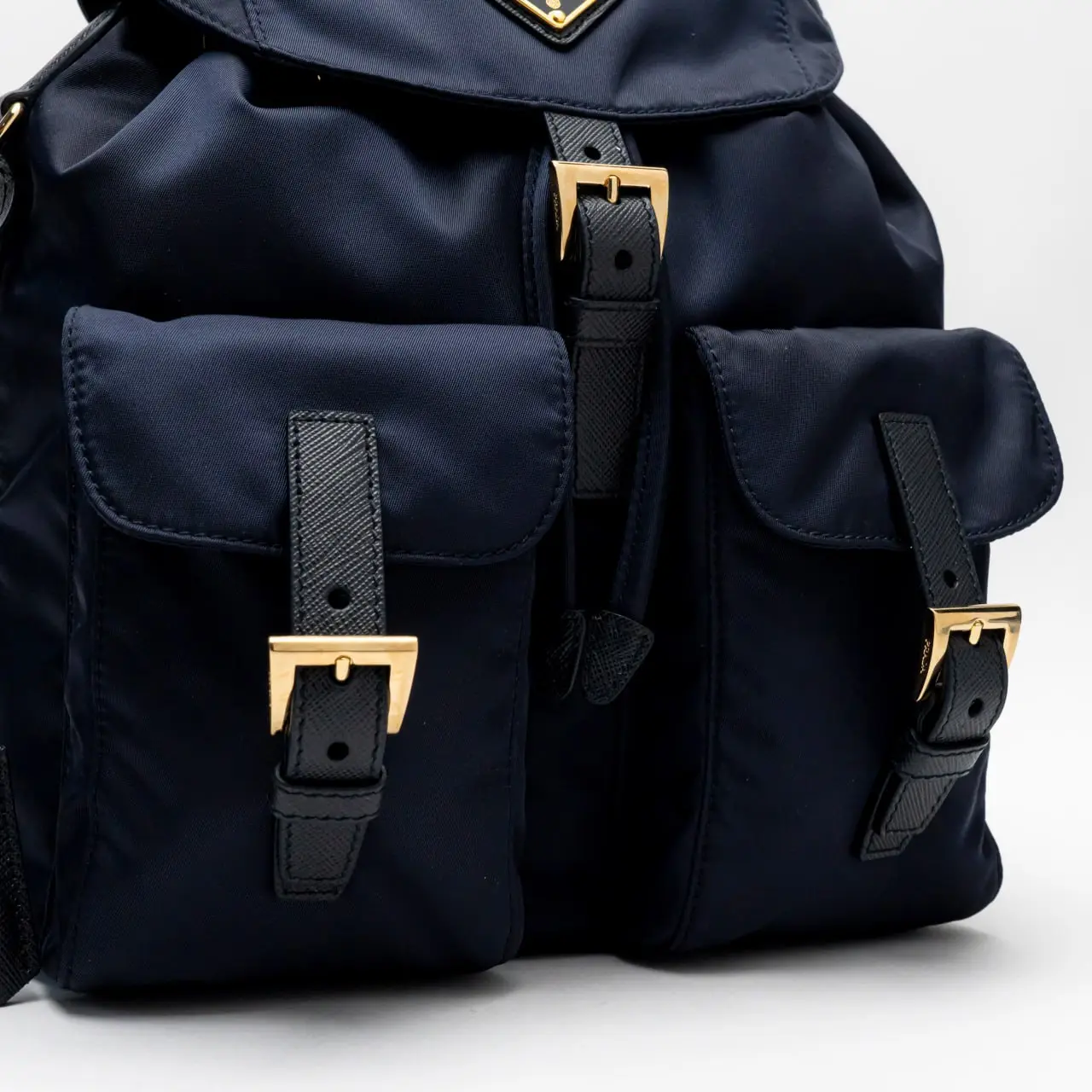 Prada Enamel Triangle-Logo Backpack - NWT Prada Enameled Metal Triangle Backpack – City Girl Consignment main image 3