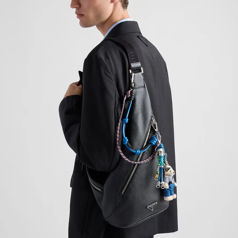 Prada Logo-Plaque Sling Backpack Leather Black – voilà.id display picture 1