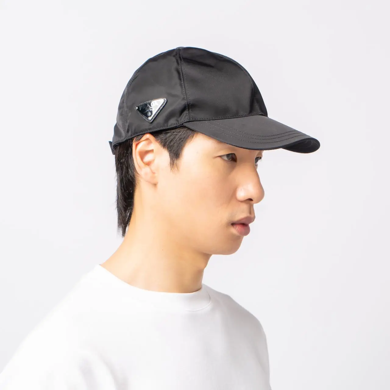 Prada Re-Nylon Enamel Logo Side Baseball Cap Black Men – voilà.id
