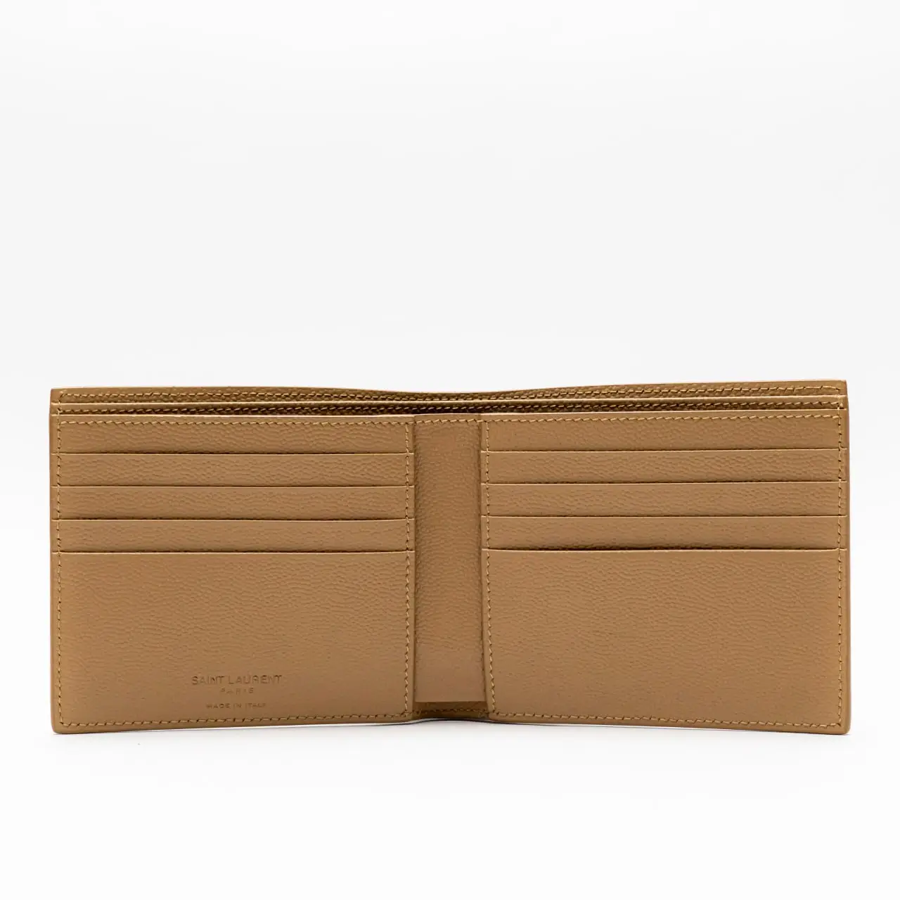 Saint Laurent Paris East-West Grained Leather Bifold Wallet Brown  